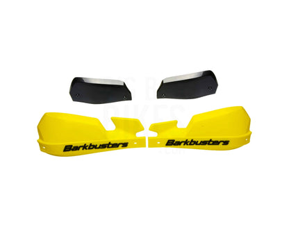 Motorcycle Hand / lever guard barkbusters yellow with black letters