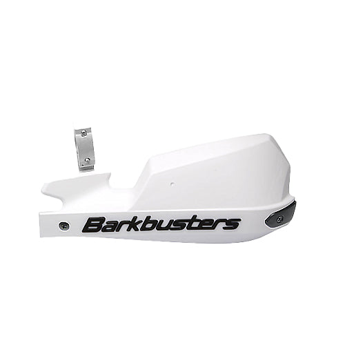 Motorcycle Hand / lever guard barkbusters white with black letters