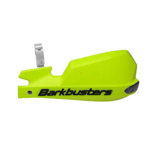 Motorcycle Hand / lever guard barkbusters Hi-VIz yellow with black letters