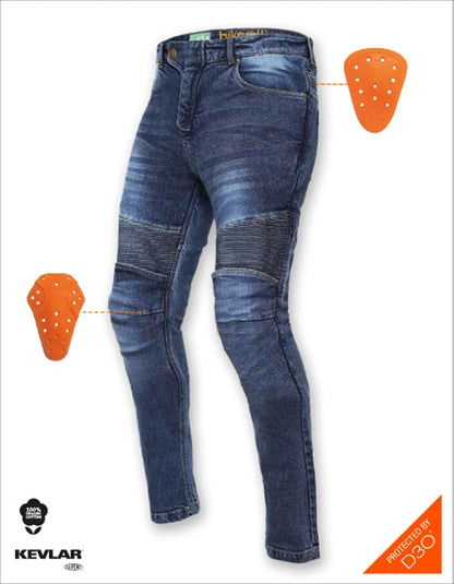 BIKERATTI STEAM PRO MOTORCYCLING RIDING DENIM WITH D3O ARMOURS