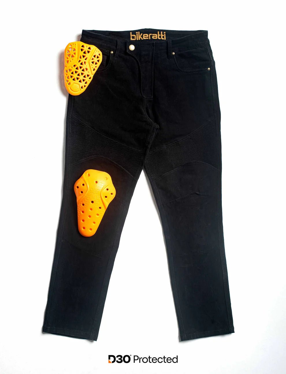 Motorcycle riding denim black for women with D3O armours 