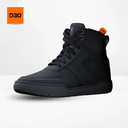Motorcycle riding sneaker style boots all black with D3O armours 