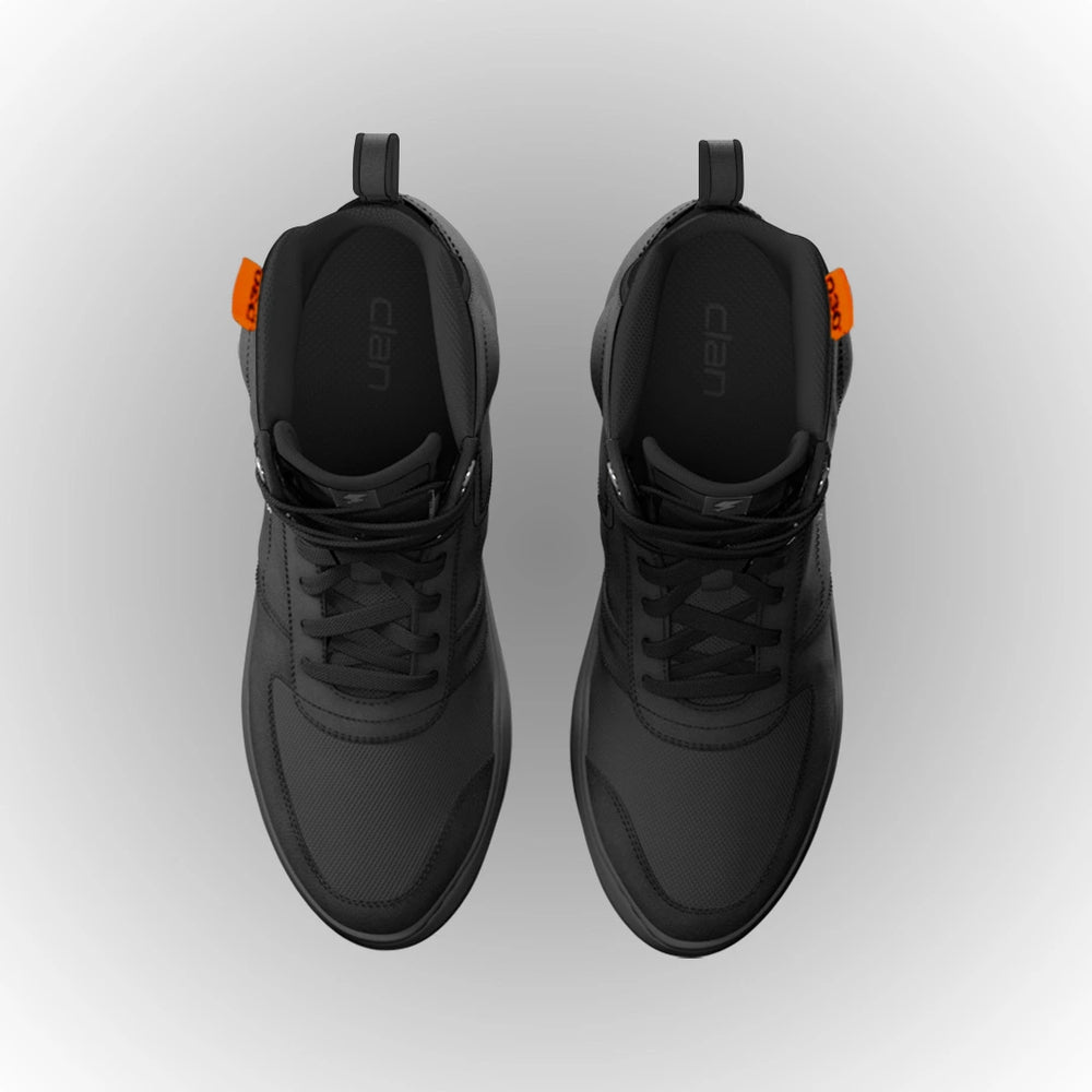 Motorcycle riding sneaker style boots all black with D3O armours 