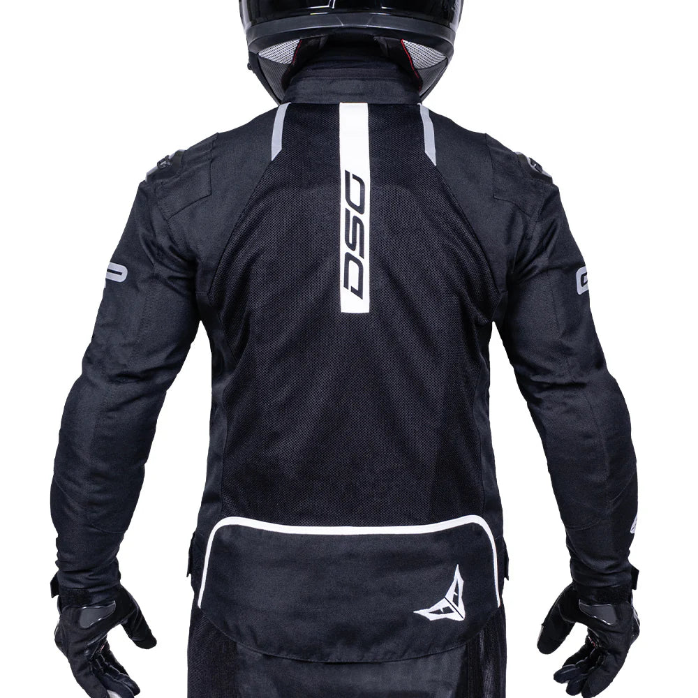 Motorcycle Riding Mesh Racing jacket black with white all armour CE - Level 2