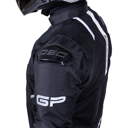 Motorcycle Riding Mesh Racing jacket black with white all armour CE - Level 2