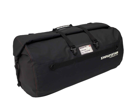 Motorcycle 82L waterproof dry bag tail bag black with tie down straps - total rugged adventure 