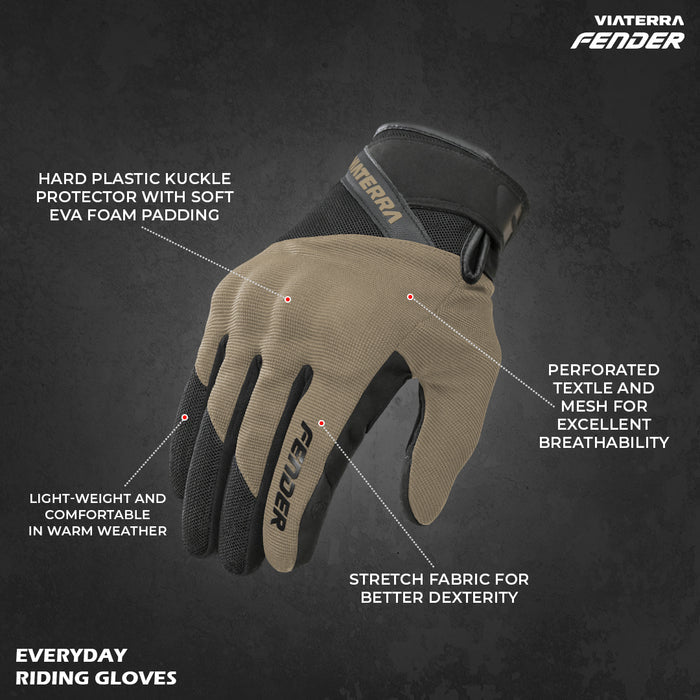 Viaterra Fender - Daily Use Motorcycle Gloves For Men [Grey]