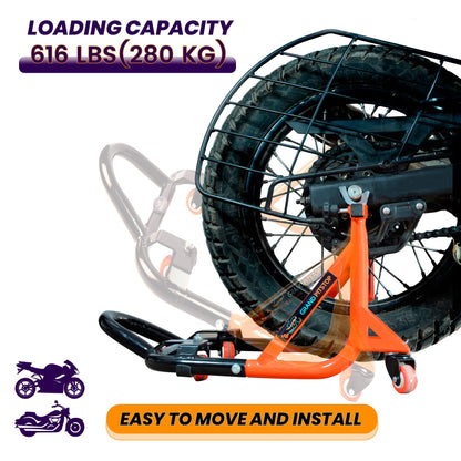 Motorcycle rear paddock stand 360 rotate, detachable, movable