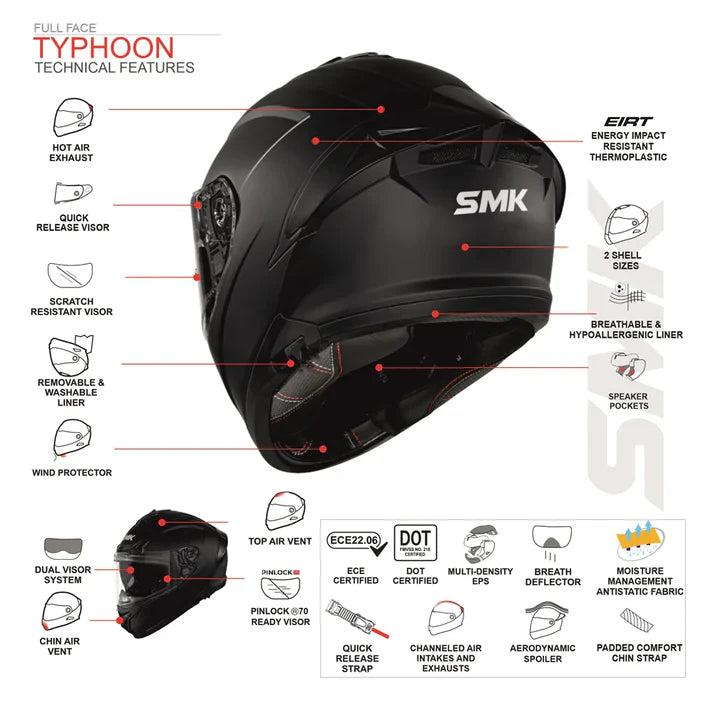 SMK Typhoon Rival Black Grey Grey [266] - Full Face Helmet