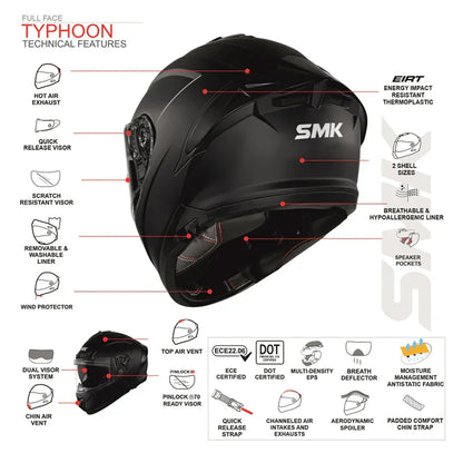 SMK Typhoon Rival Black Grey Grey [266] - Full Face Helmet