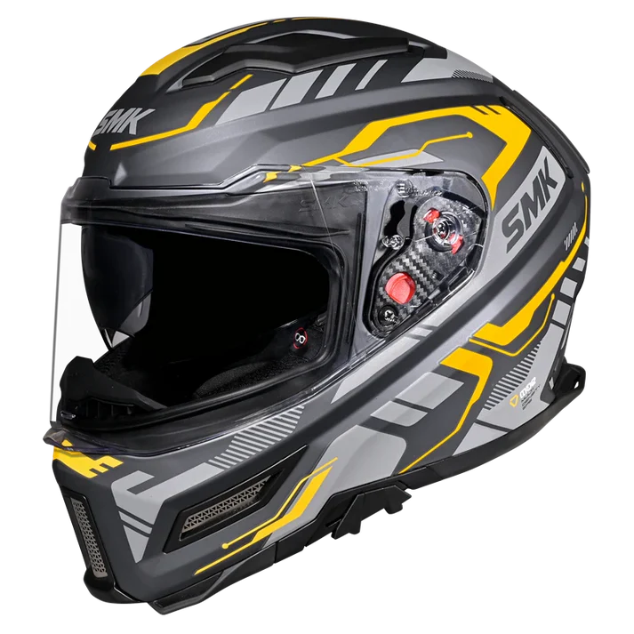 SMK Agnar Tektron Gloss Grey Yellow [664] - Full Face Helmet