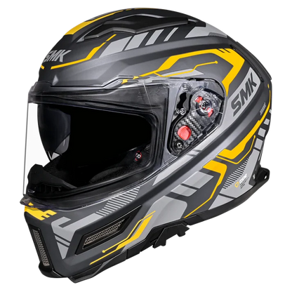 SMK Agnar Tektron Gloss Grey Yellow [664] - Full Face Helmet