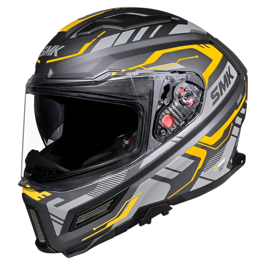 SMK Agnar Tektron Gloss Grey Yellow [664] - Full Face Helmet
