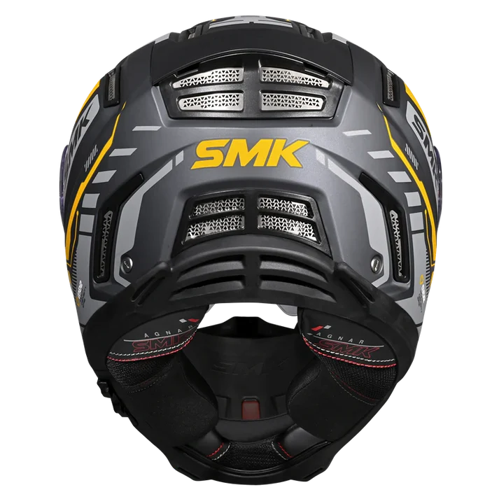 SMK Agnar Tektron Gloss Grey Yellow [664] - Full Face Helmet