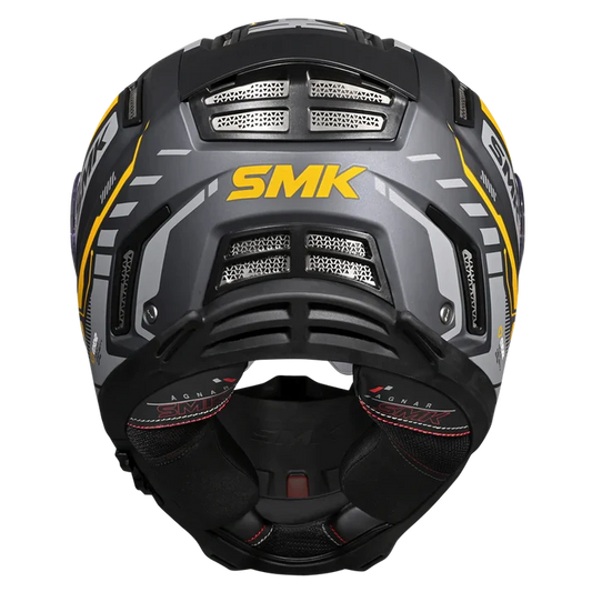 SMK Agnar Tektron Gloss Grey Yellow [664] - Full Face Helmet