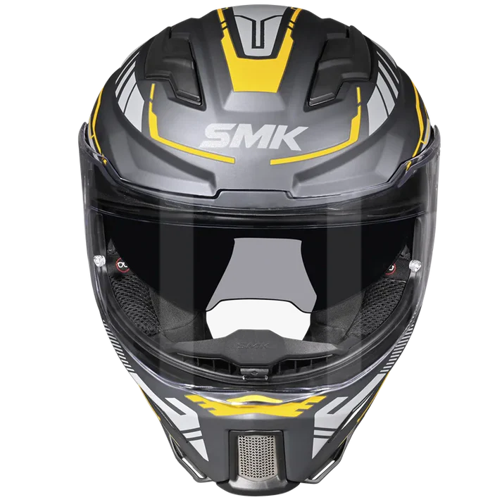 SMK Agnar Tektron Gloss Grey Yellow [664] - Full Face Helmet