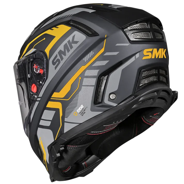 SMK Agnar Tektron Gloss Grey Yellow [664] - Full Face Helmet