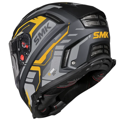 SMK Agnar Tektron Gloss Grey Yellow [664] - Full Face Helmet