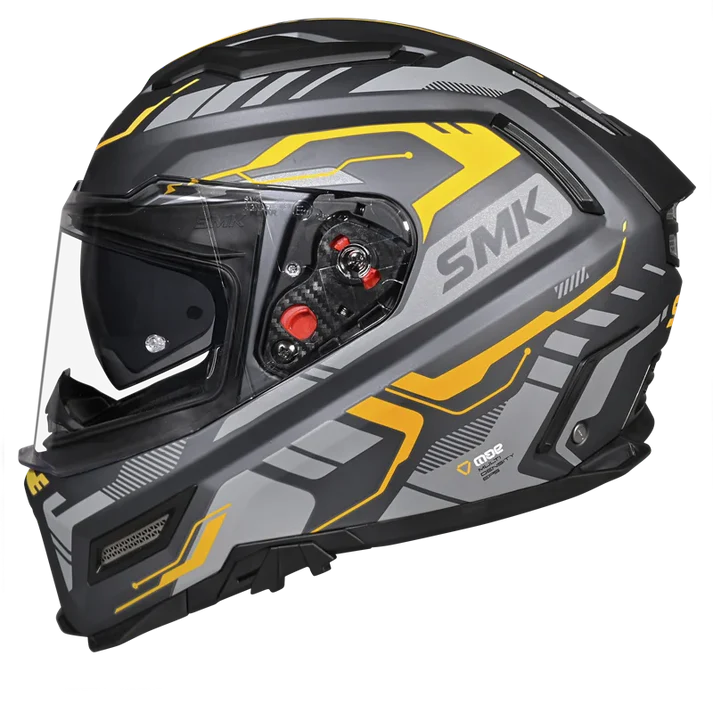 SMK Agnar Tektron Gloss Grey Yellow [664] - Full Face Helmet