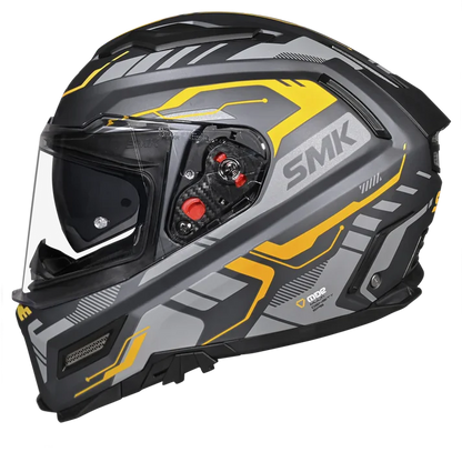 SMK Agnar Tektron Gloss Grey Yellow [664] - Full Face Helmet