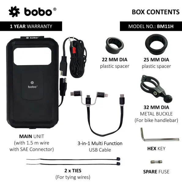 BOBO BM11H Fully Waterproof Bike Phone Holder with Fast 15W Wireless Charger
