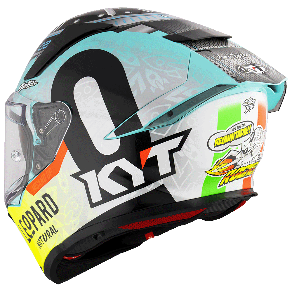 Motorcycle full face helmet kyt - leopard edition  foggia misano 2022 rep graphic - dual visor - sport touring - composite shell