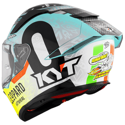 Motorcycle full face helmet kyt - leopard edition  foggia misano 2022 rep graphic - dual visor - sport touring - composite shell