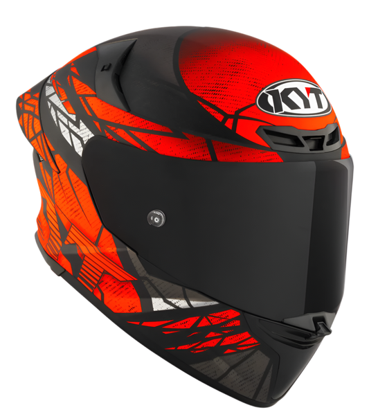 Motorcycle full face helmet black with red geometric graphic matt
