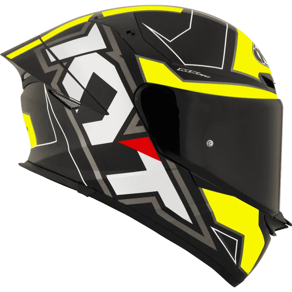 Motorcycle black neon white geometric graphics helmet