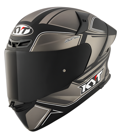 Motorcycle full face helmet grey with black geometric graphic 