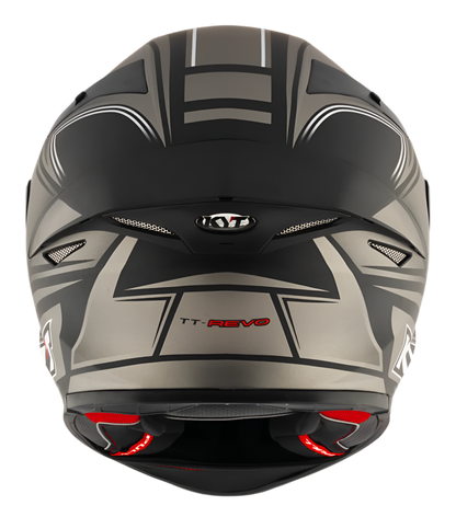 Motorcycle full face helmet grey with black geometric graphic 