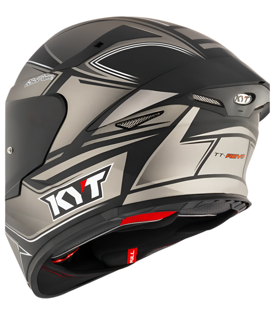 Motorcycle full face helmet grey with black geometric graphic 