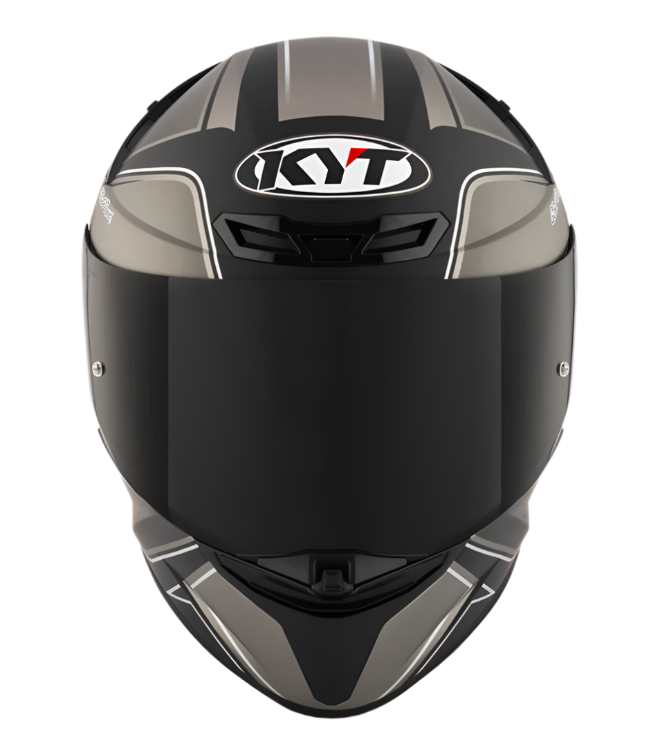 Motorcycle full face helmet grey with black geometric graphic 