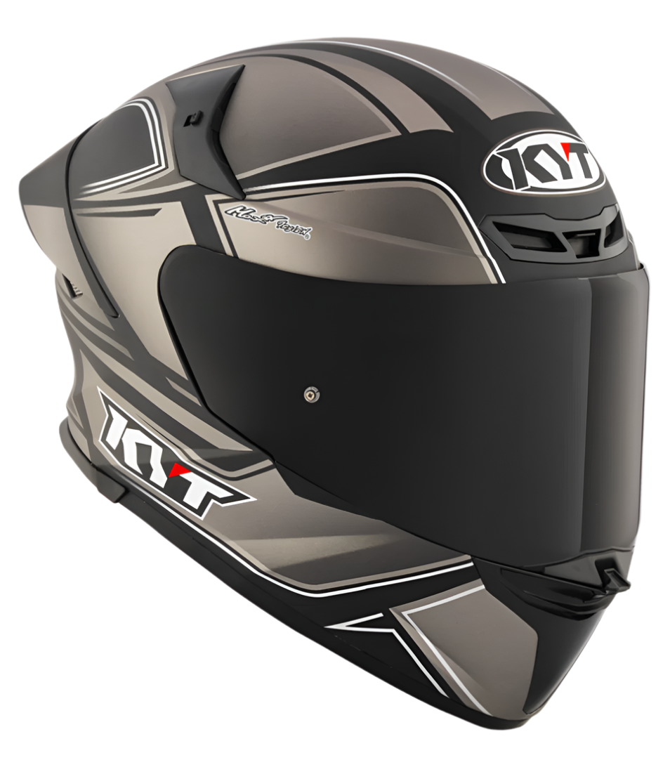 Motorcycle full face helmet grey with black geometric graphic 