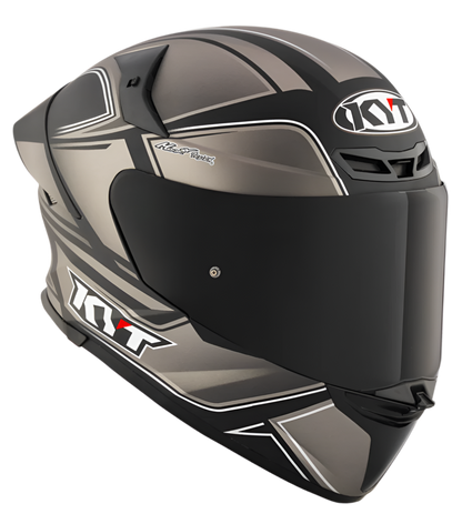 Motorcycle full face helmet grey with black geometric graphic 