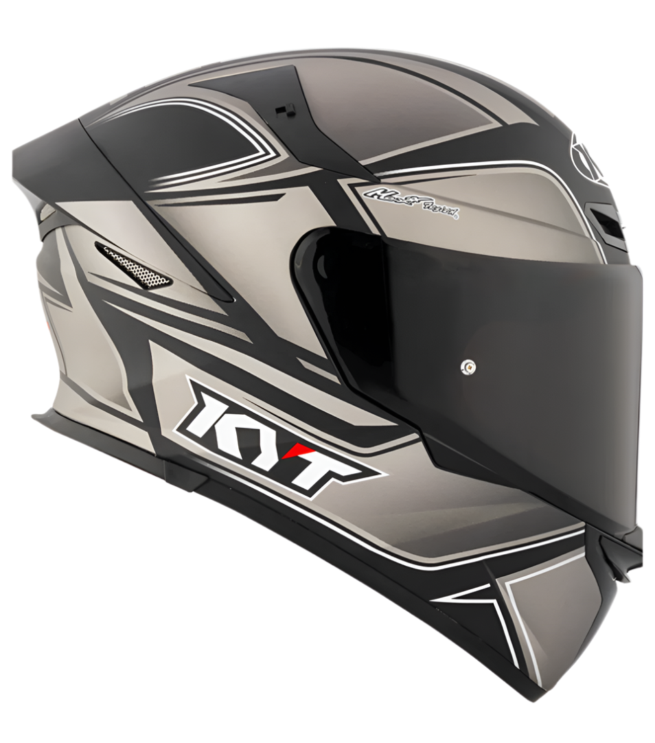 Motorcycle full face helmet grey with black geometric graphic 