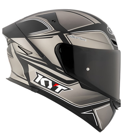 Motorcycle full face helmet grey with black geometric graphic 