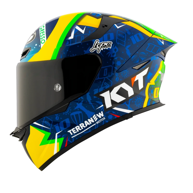 Motorcycle full face helmet Diogo moreira rep edition gloss blue  bright yellow graphics - track ready , aero tested 