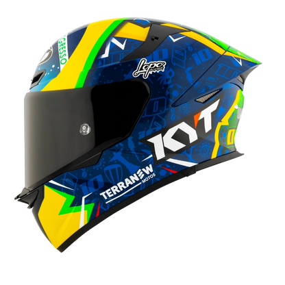 Motorcycle full face helmet Diogo moreira rep edition gloss blue  bright yellow graphics - track ready , aero tested 