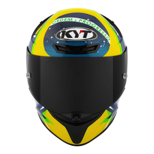 Motorcycle full face helmet Diogo moreira rep edition gloss blue  bright yellow graphics - track ready , aero tested 