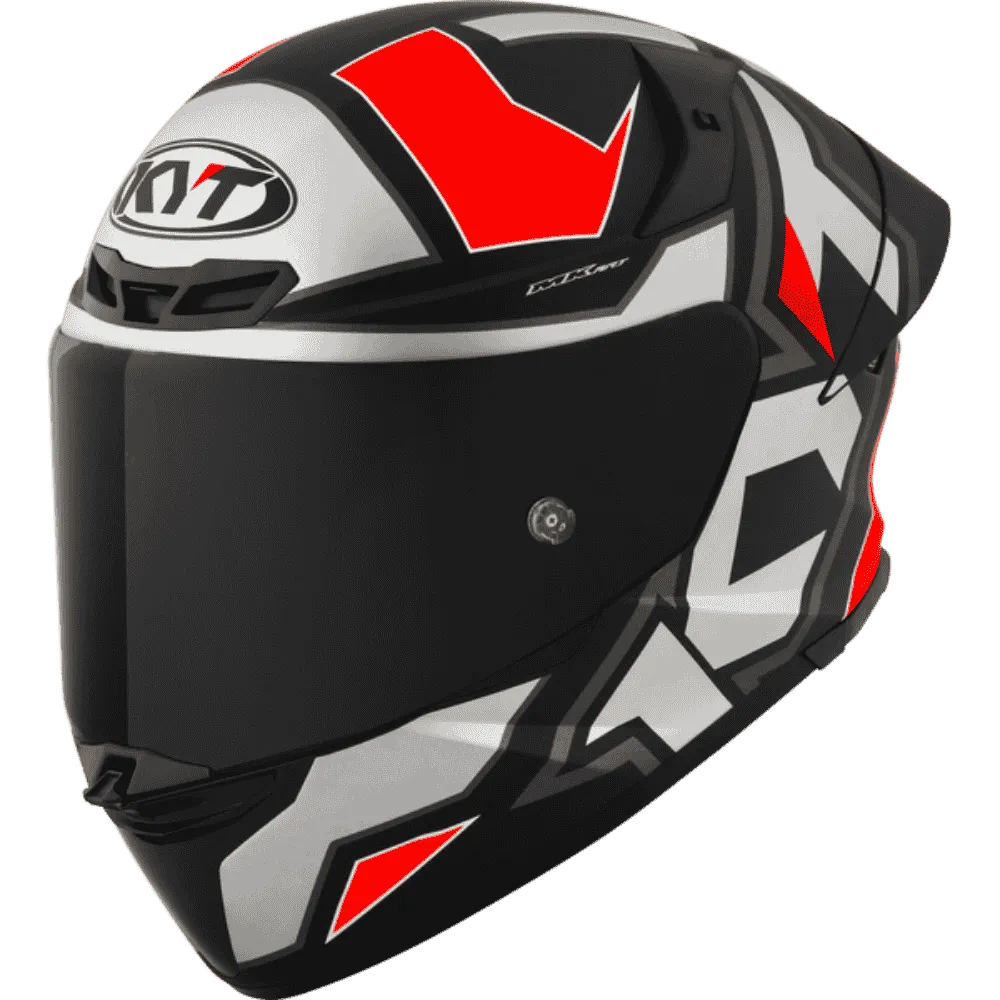 Motorcycle full face Grey with red geometric KYT helmet