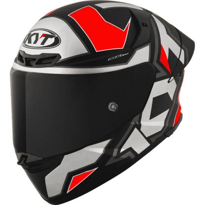 Motorcycle full face Grey with red geometric KYT helmet