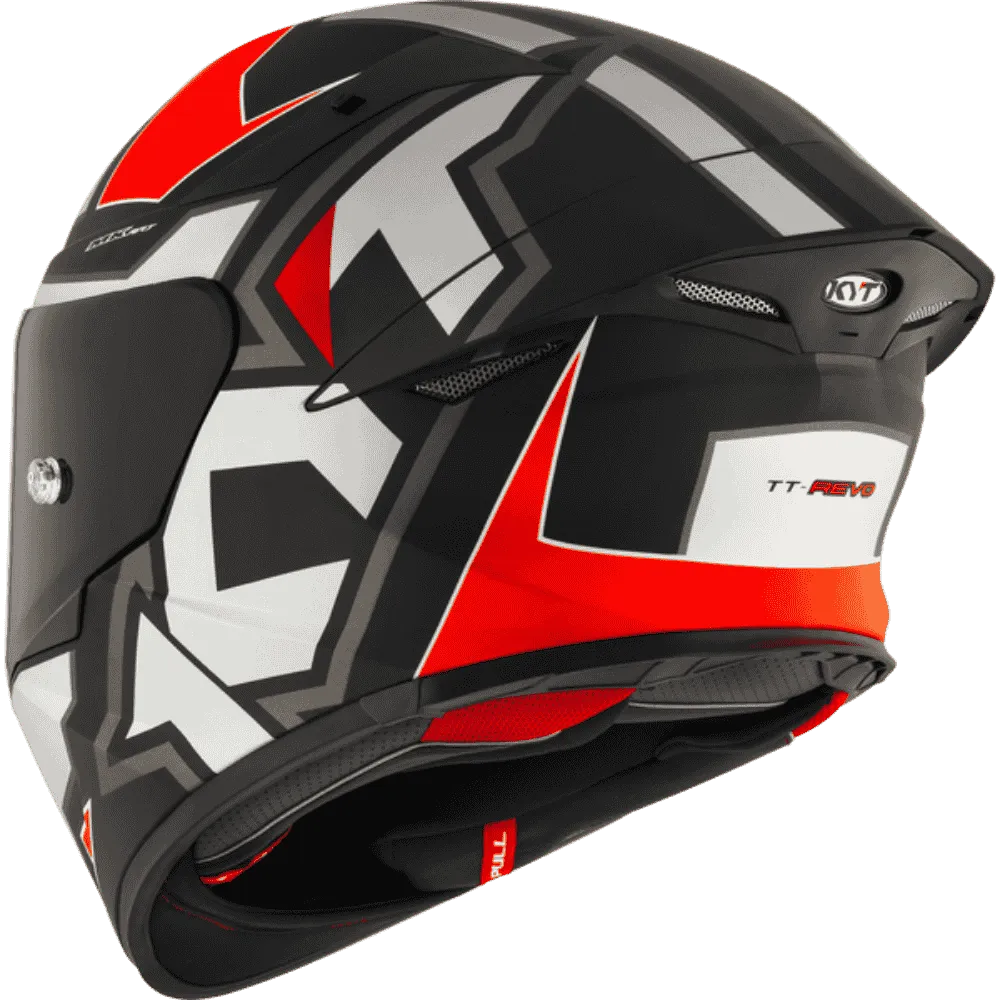 Motorcycle full face Grey with red geometric KYT helmet