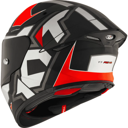 Motorcycle full face Grey with red geometric KYT helmet