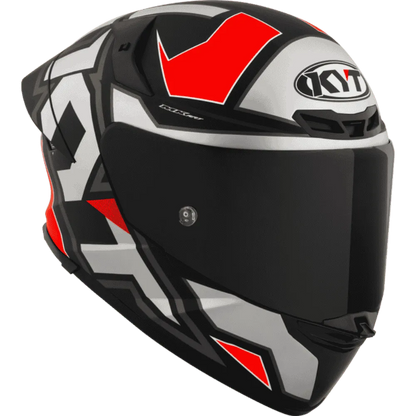 Motorcycle full face Grey with red geometric KYT helmet
