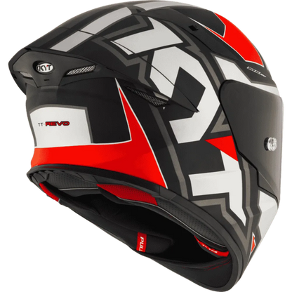 Motorcycle full face Grey with red geometric KYT helmet
