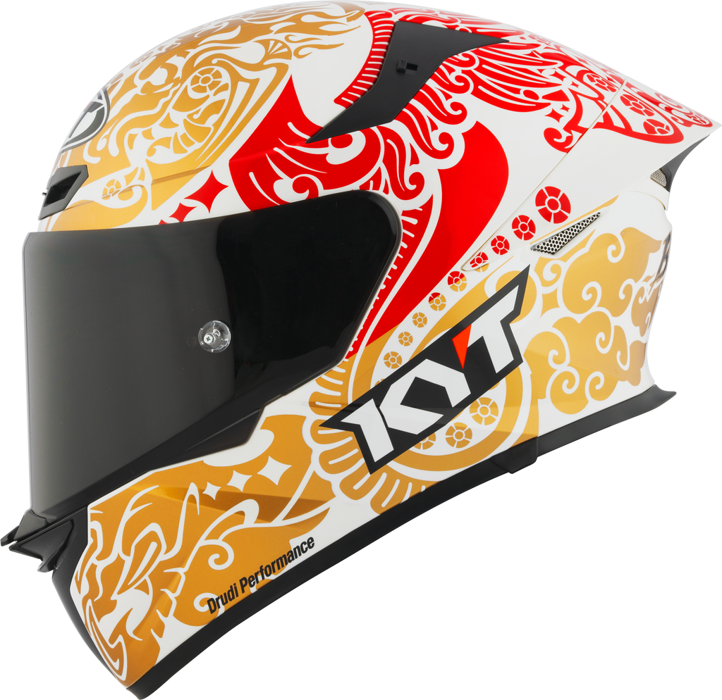 Motorcycle full face helmet gloss white red traditional floral graphic - enea bastianini 