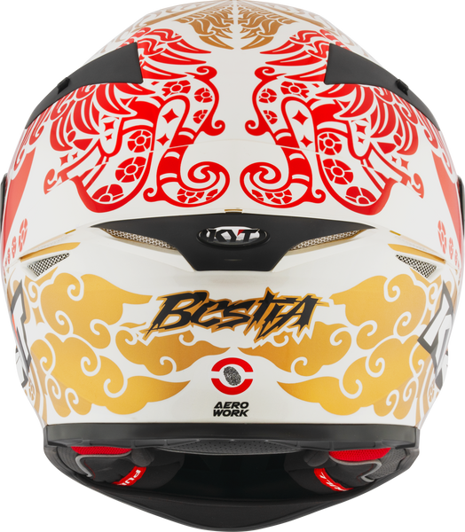 Motorcycle full face helmet gloss white red traditional floral graphic - enea bastianini 