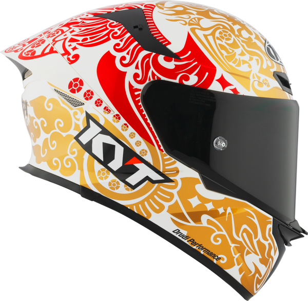 Motorcycle full face helmet gloss white red traditional floral graphic - enea bastianini 