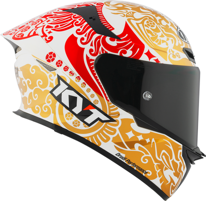 Motorcycle full face helmet gloss white red traditional floral graphic - enea bastianini 